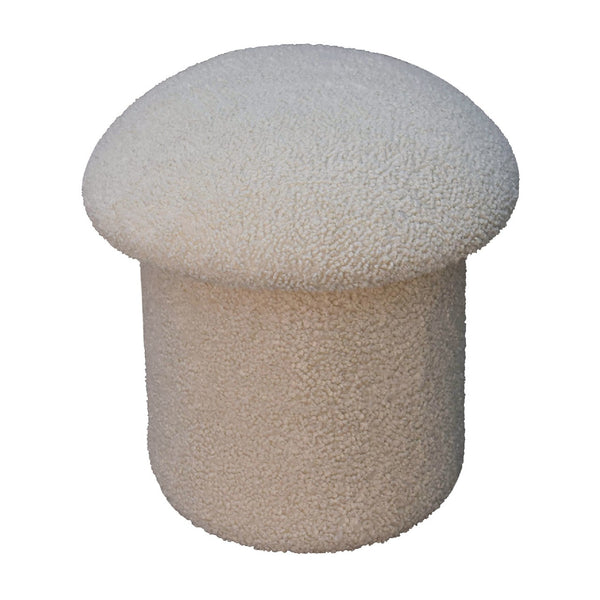 Cream Boucle Mushroom Footstool