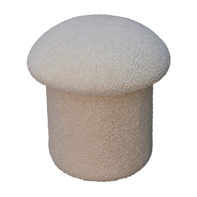 Cream Boucle Mushroom Footstool