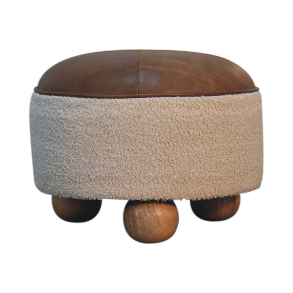 Cream Boucle Buffalo Footstool